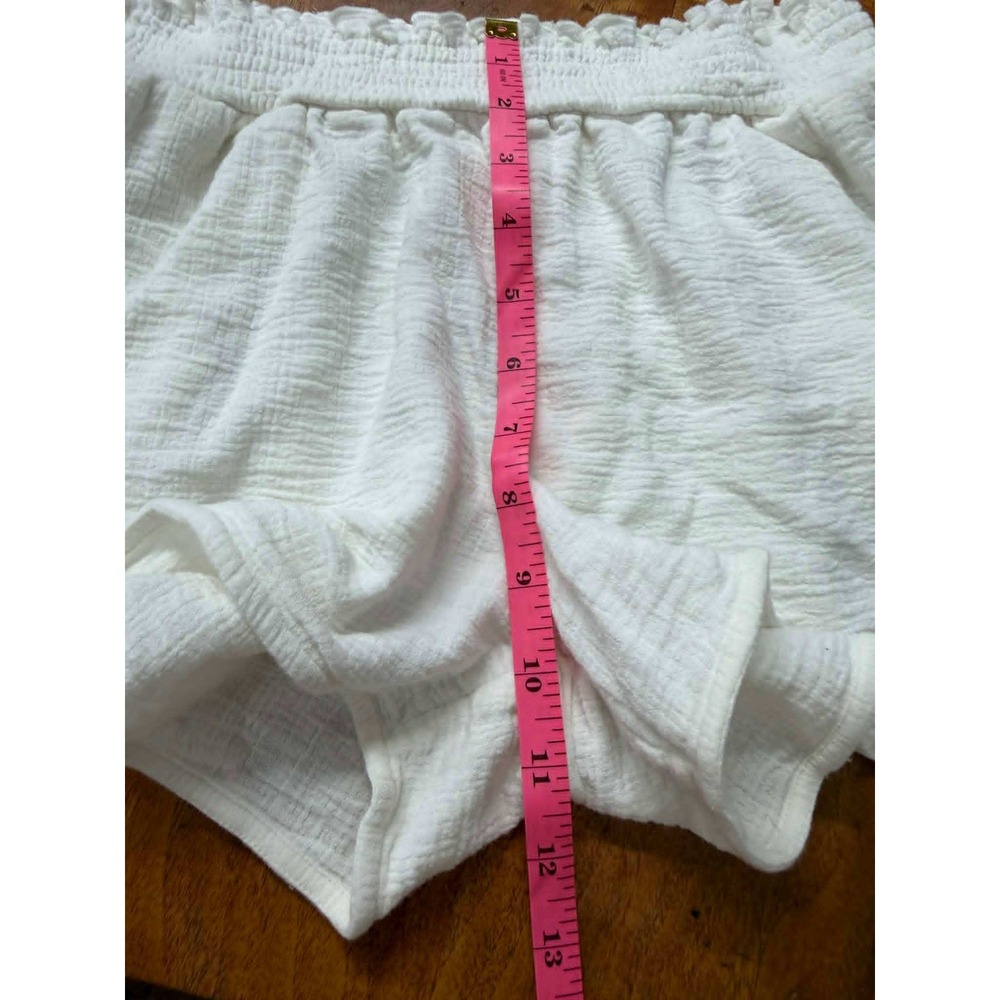 HATCH Size 1 White Gauze Cotton Smocked Waist Maternity Short Shorts Summer - Picture 6 of 9
